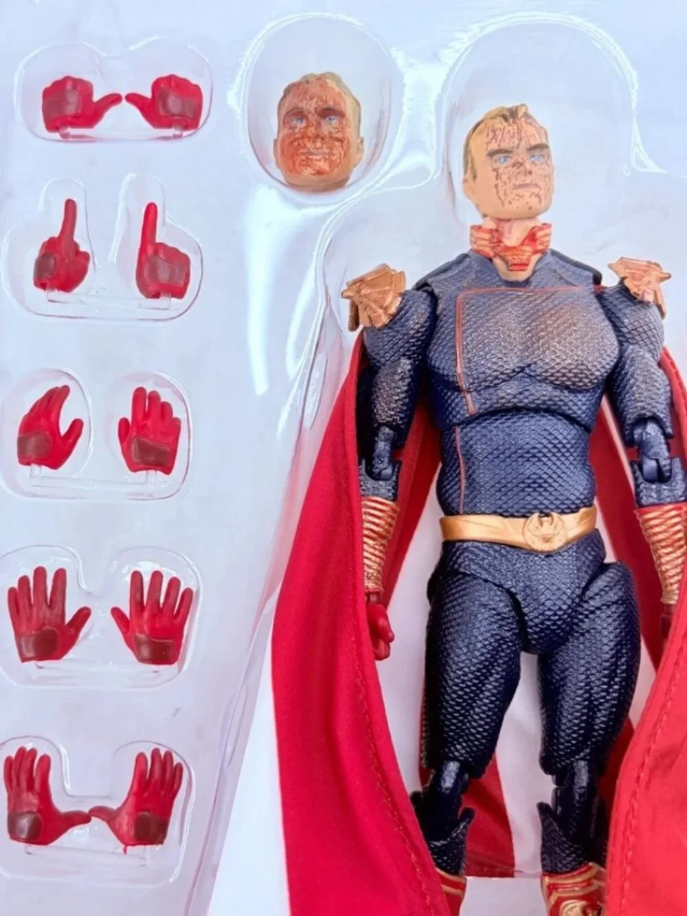 Homelander The Boys #269 Blood Splatter Ver. Figure w/Accessory Stand Toy